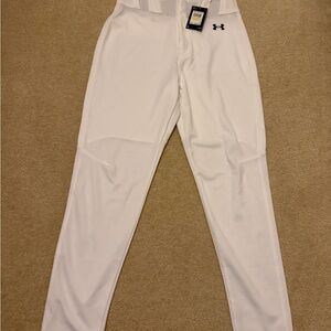 Under Armour White Athletic Pants with Black Logo